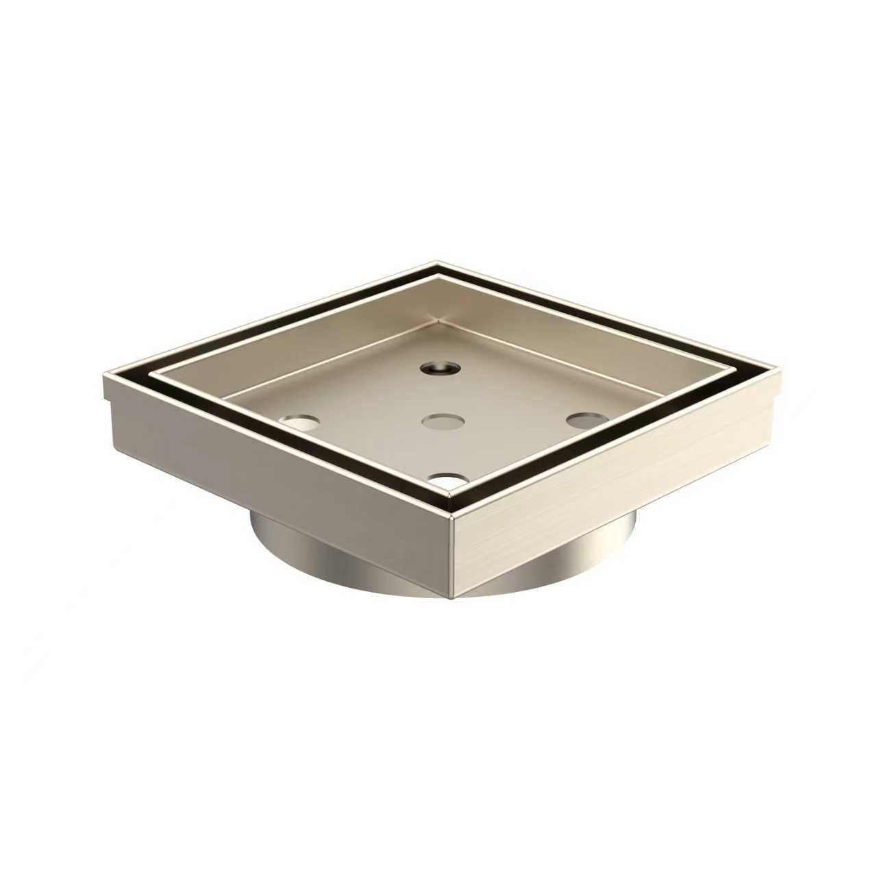 Stainless steel brushed nickel square tile insert with 90mm outlet
